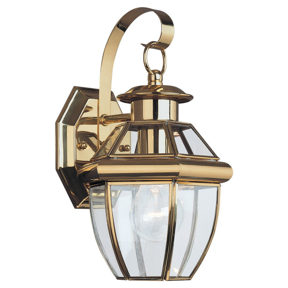 Lancaster One Light Outdoor Wall Lantern in Polished Brass - available from The Lighting Shoppe, trusted by Canadian homeowners