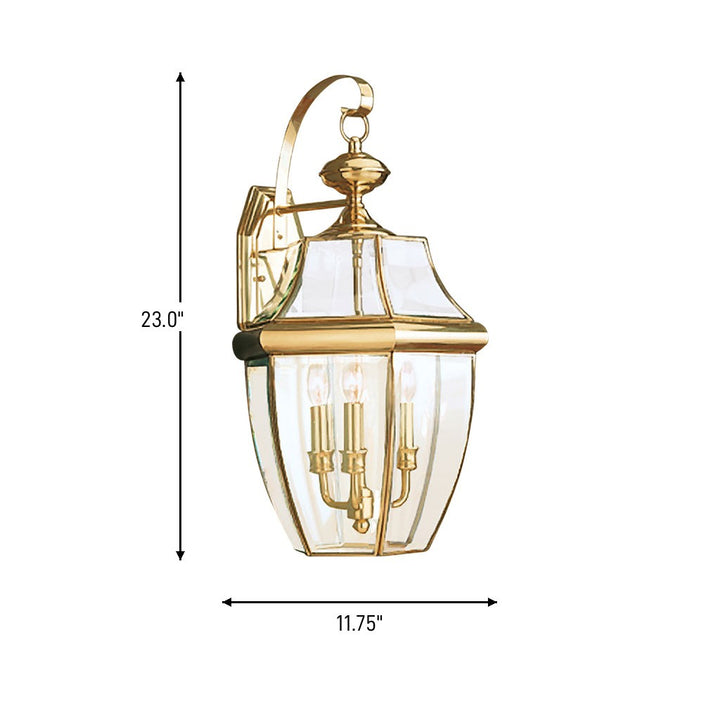 Generation Lighting Canada - 8040-02 - Three Light Outdoor Wall Lantern - Lancaster - Polished Brass