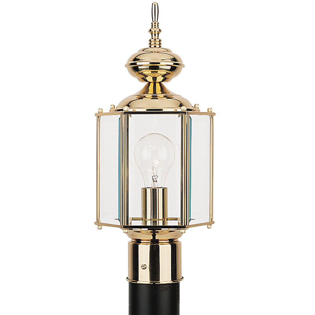 Classico One Light Outdoor Post Lantern in Polished Brass - available from The Lighting Shoppe, trusted by Canadian homeowners
