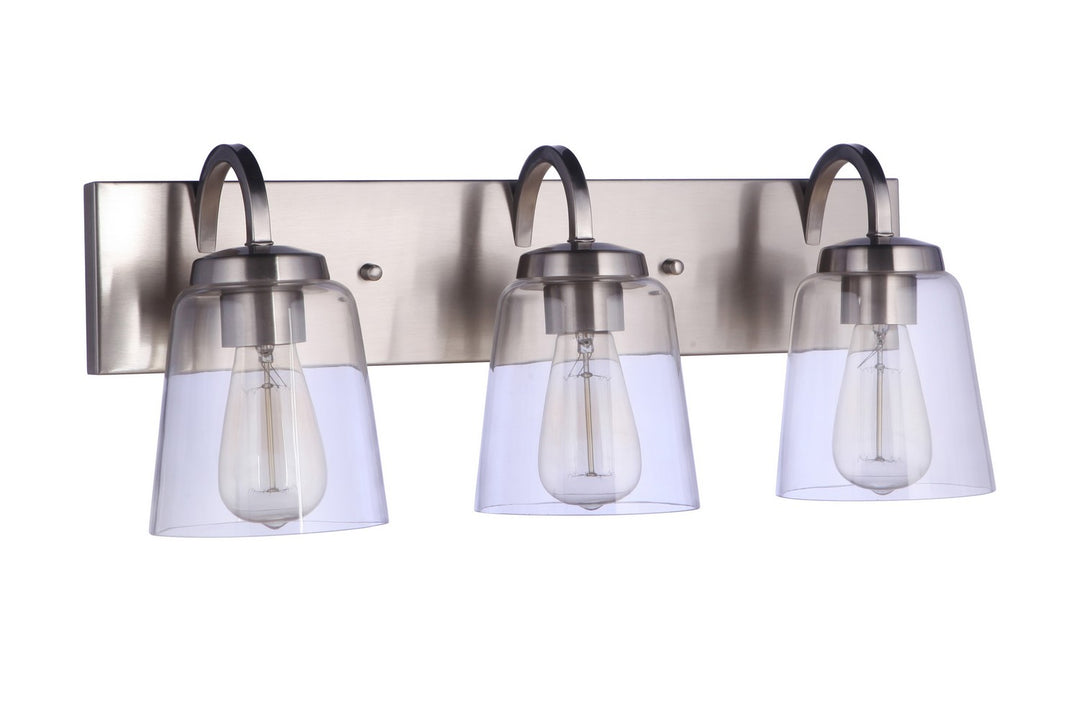 Elsa Three Light Vanity in Brushed Polished Nickel - available from The Lighting Shoppe, trusted by Canadian homeowners