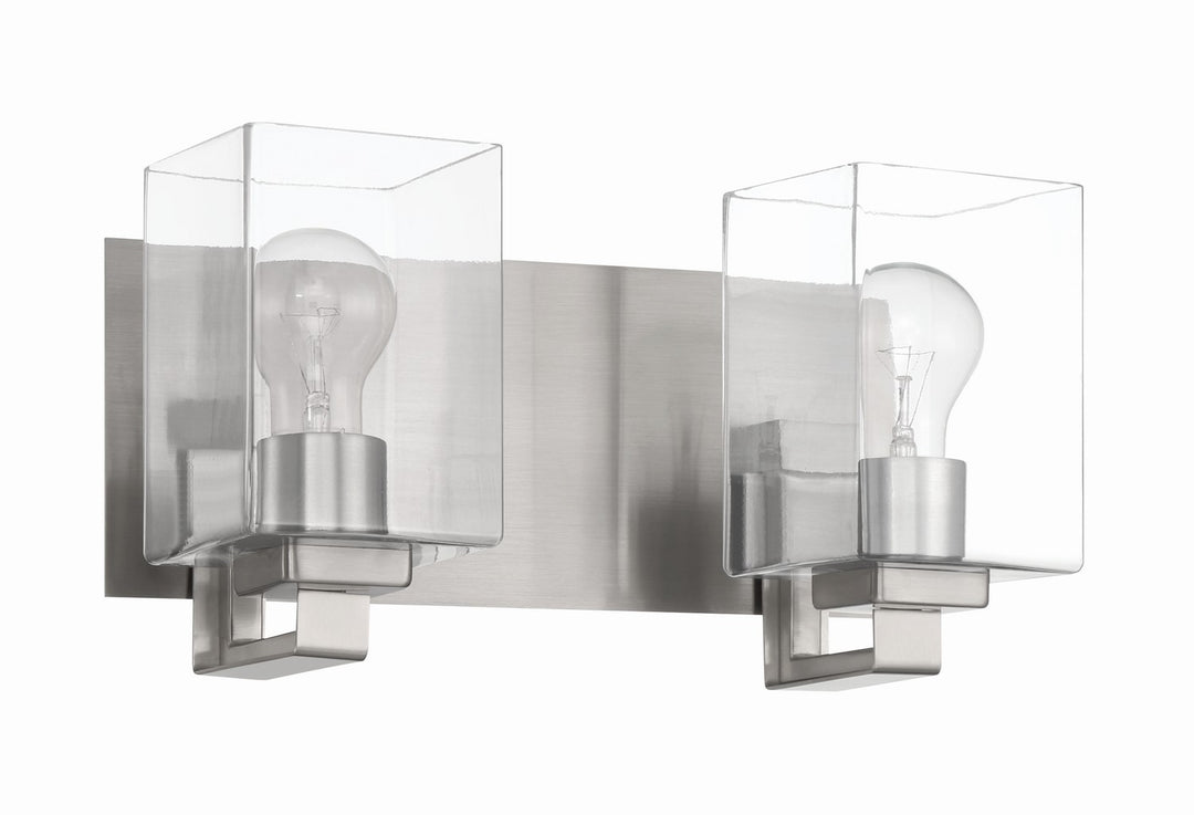 McClane Two Light Vanity in Brushed Polished Nickel - available from The Lighting Shoppe, trusted by Canadian homeowners