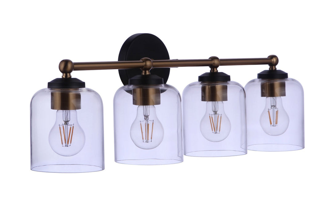 Coppa Four Light Vanity in Flat Black/Satin Brass - available from The Lighting Shoppe, trusted by Canadian homeowners