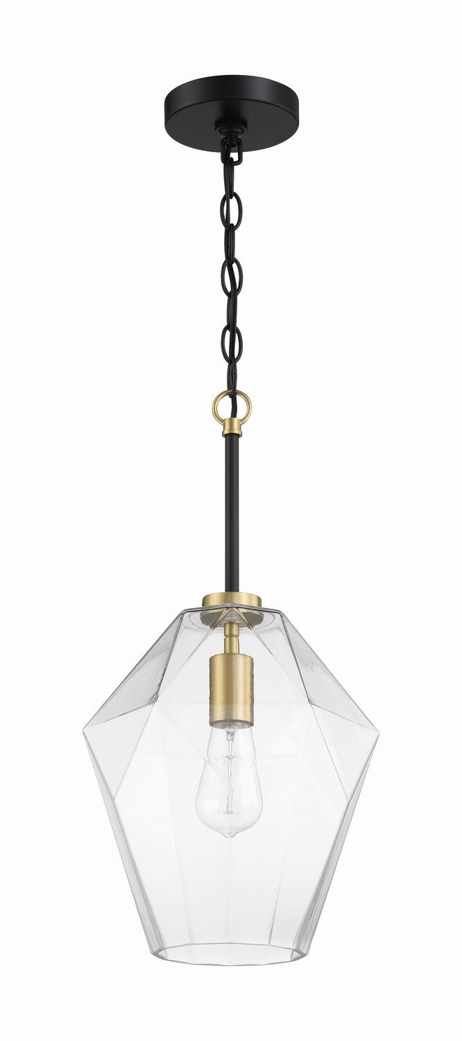 Avante Grand One Light Pendant in Flat Black/Satin Brass - available from The Lighting Shoppe, trusted by Canadian homeowners