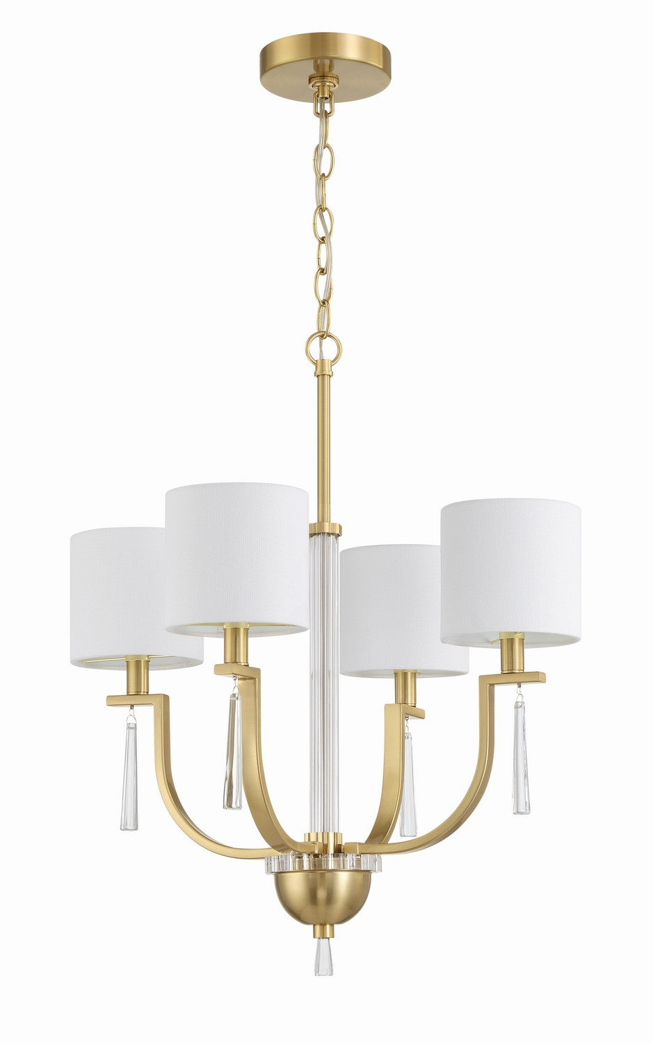 Fortuna Four Light Chandelier in Satin Brass - available from The Lighting Shoppe, trusted by Canadian homeowners