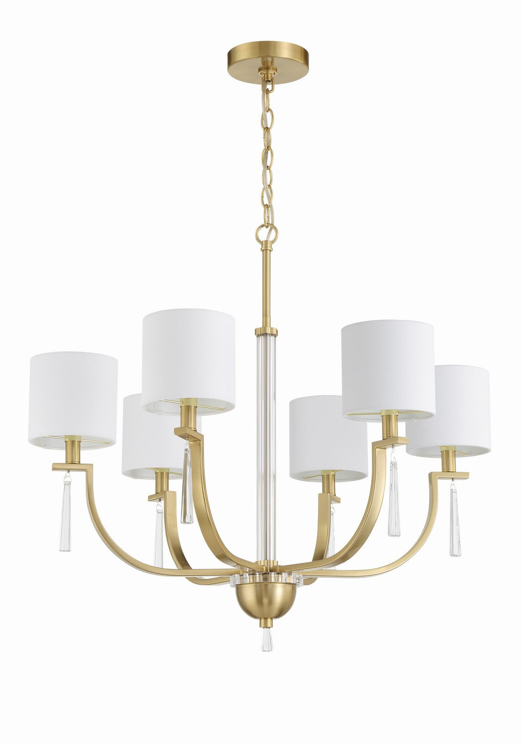Fortuna Six Light Chandelier in Satin Brass - available from The Lighting Shoppe, trusted by Canadian homeowners