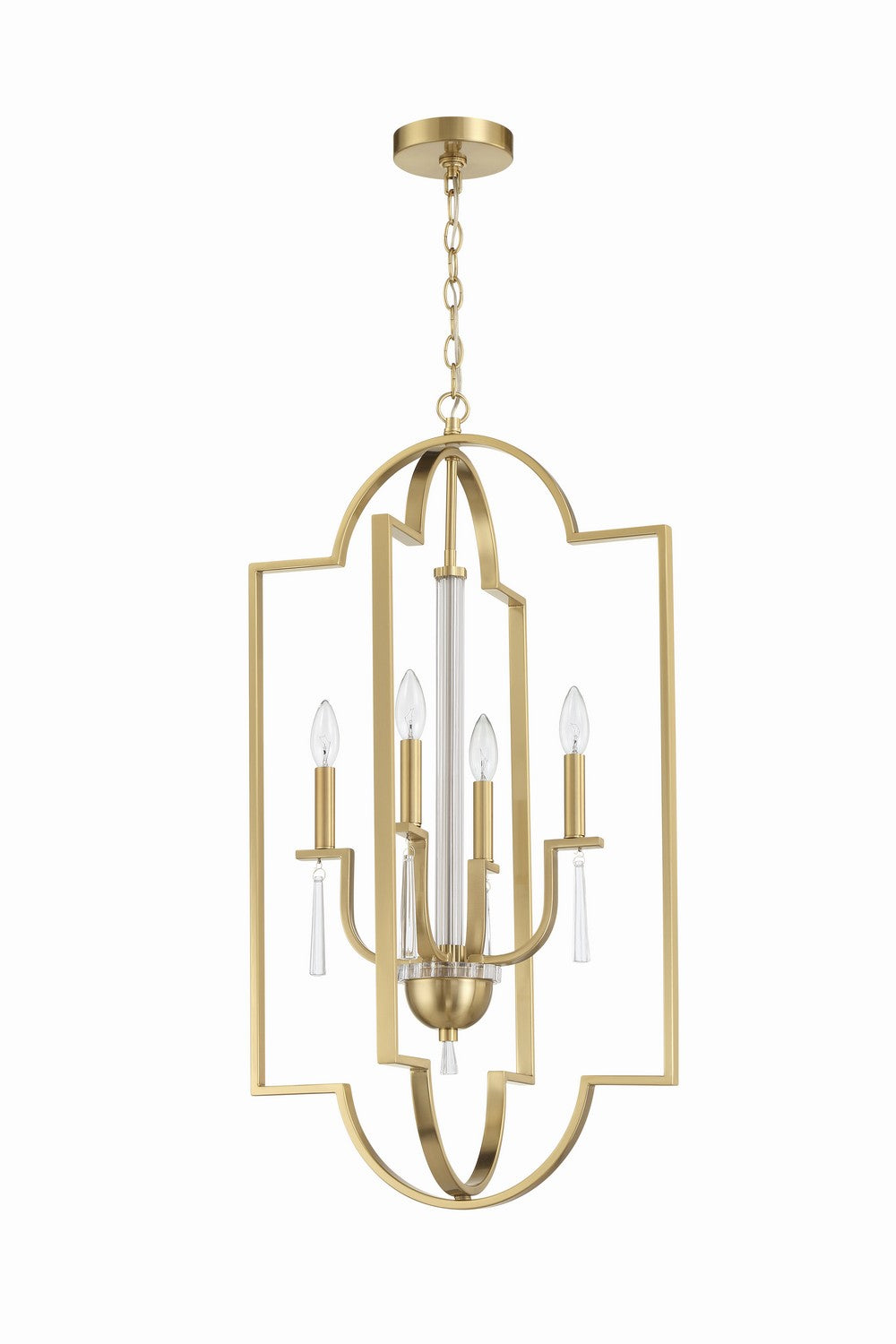 Fortuna Four Light Foyer Pendant in Satin Brass - available from The Lighting Shoppe, trusted by Canadian homeowners