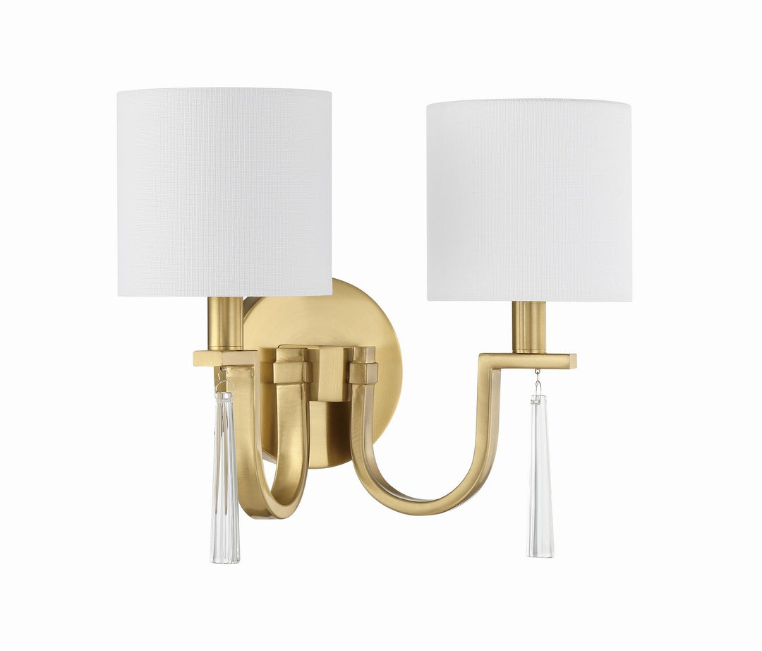 Fortuna Two Light Wall Sconce in Satin Brass - available from The Lighting Shoppe, trusted by Canadian homeowners