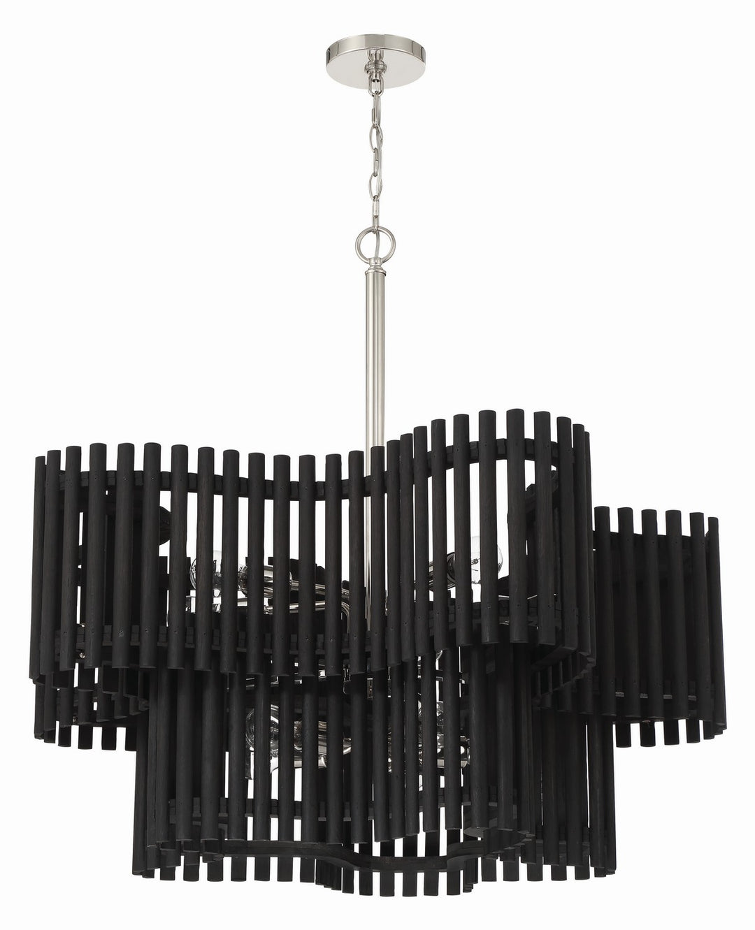 Freeform Ten Light Chandelier in Polished Nickel/Black Walnut - available from The Lighting Shoppe, trusted by Canadian homeowners