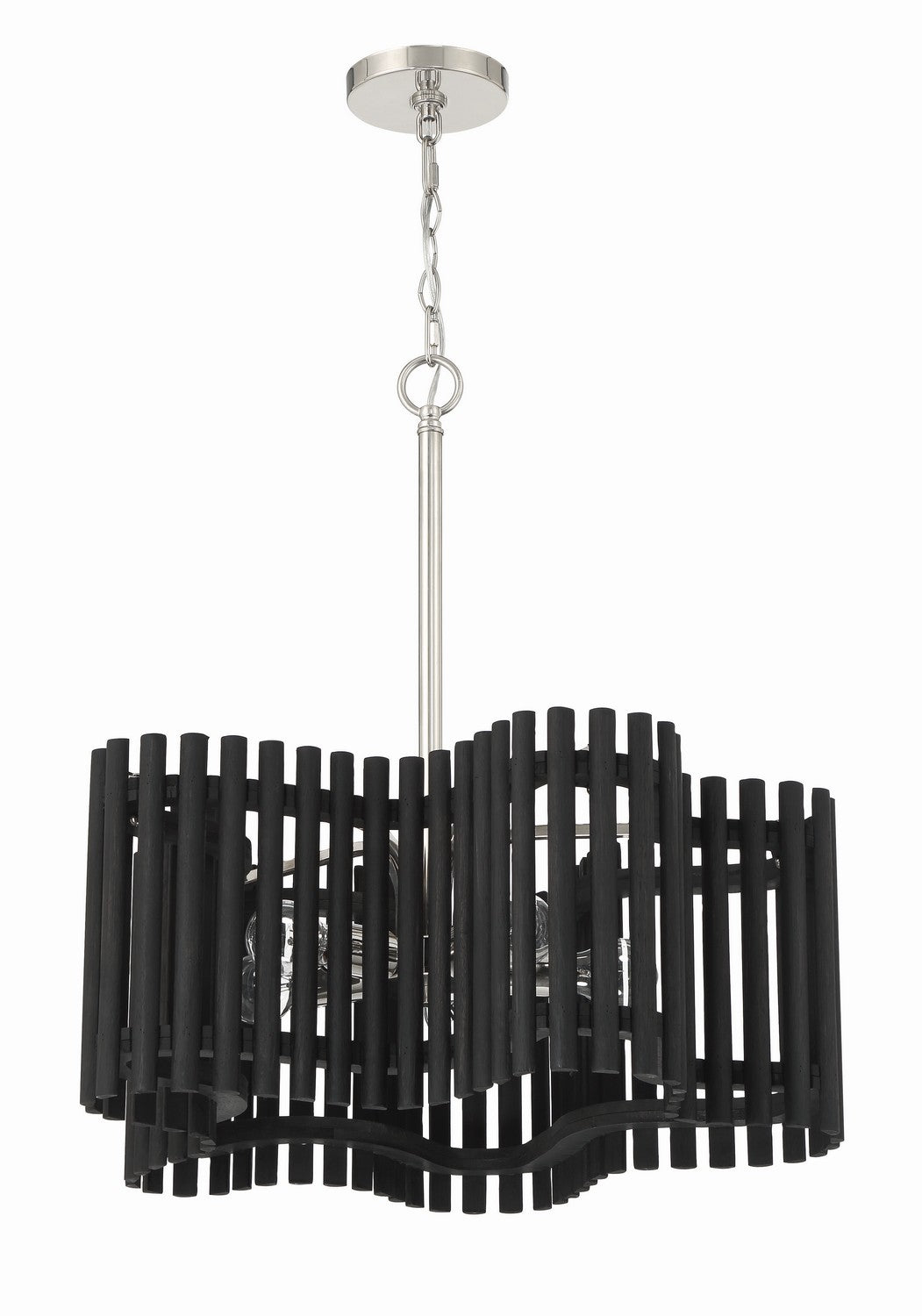 Freeform Five Light Chandelier in Polished Nickel/Black Walnut - available from The Lighting Shoppe, trusted by Canadian homeowners