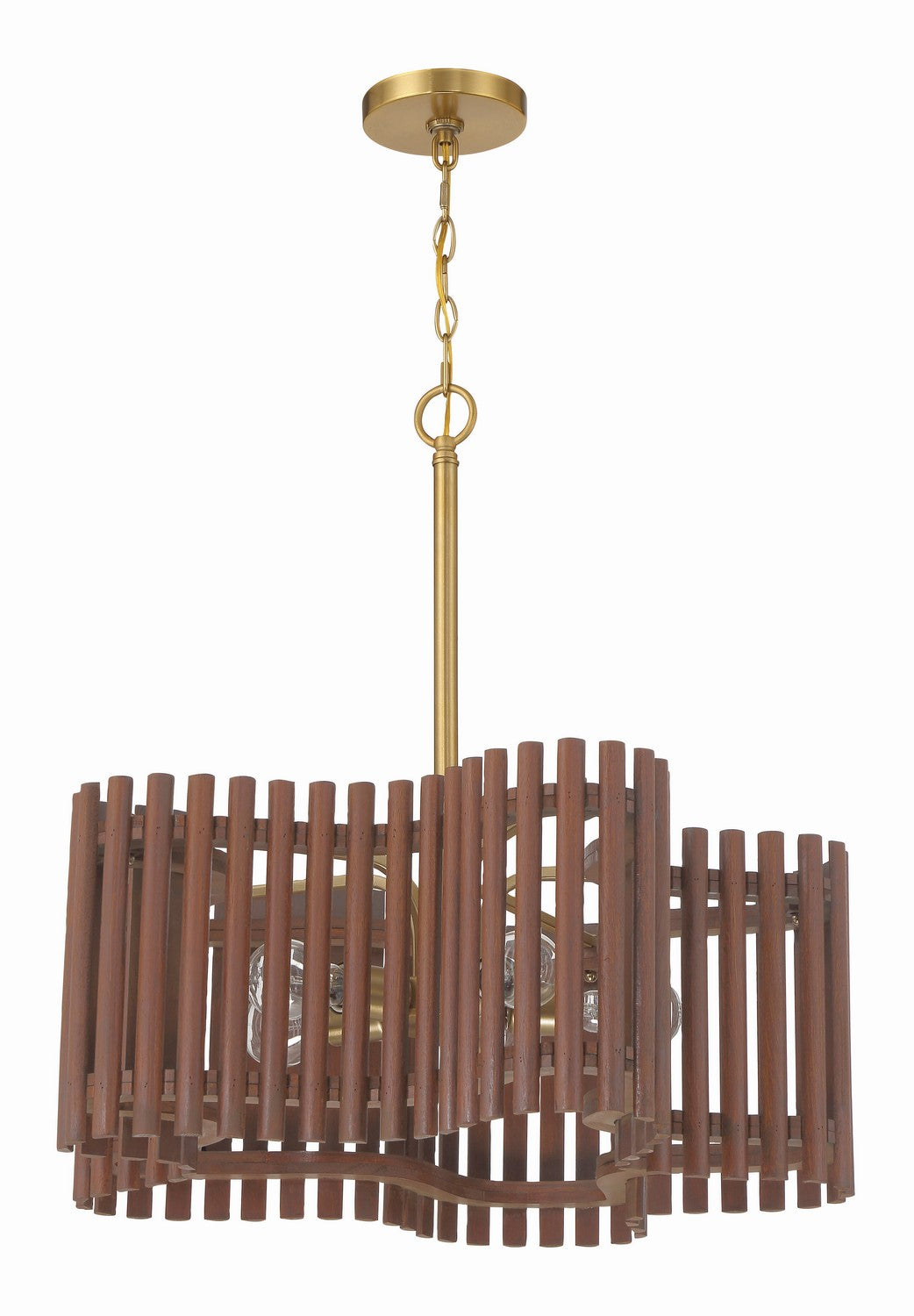 Freeform Five Light Chandelier in Satin Brass/Walnut - available from The Lighting Shoppe, trusted by Canadian homeowners