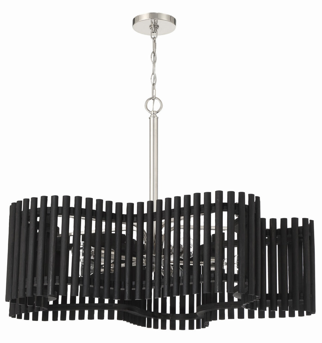 Freeform Five Light Chandelier in Polished Nickel/Black Walnut - available from The Lighting Shoppe, trusted by Canadian homeowners