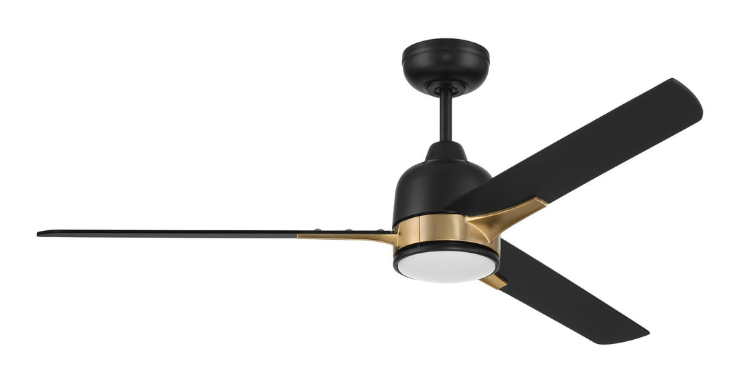 Fuller 52"Ceiling Fan in Flat Black/Satin Brass - available from The Lighting Shoppe, trusted by Canadian homeowners