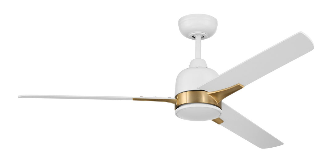 Fuller 52"Ceiling Fan in White/Satin Brass - available from The Lighting Shoppe, trusted by Canadian homeowners