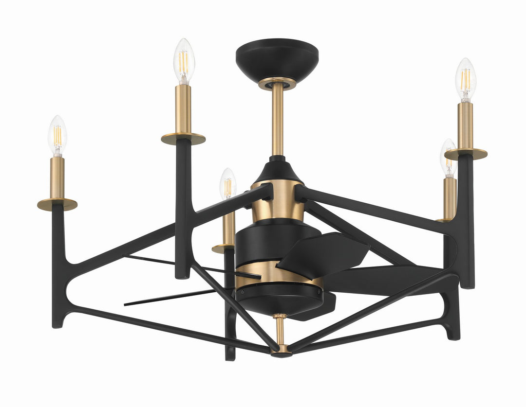 The Reserve 32 24"Ceiling Fan in Flat Black/Satin Brass - available from The Lighting Shoppe, trusted by Canadian homeowners