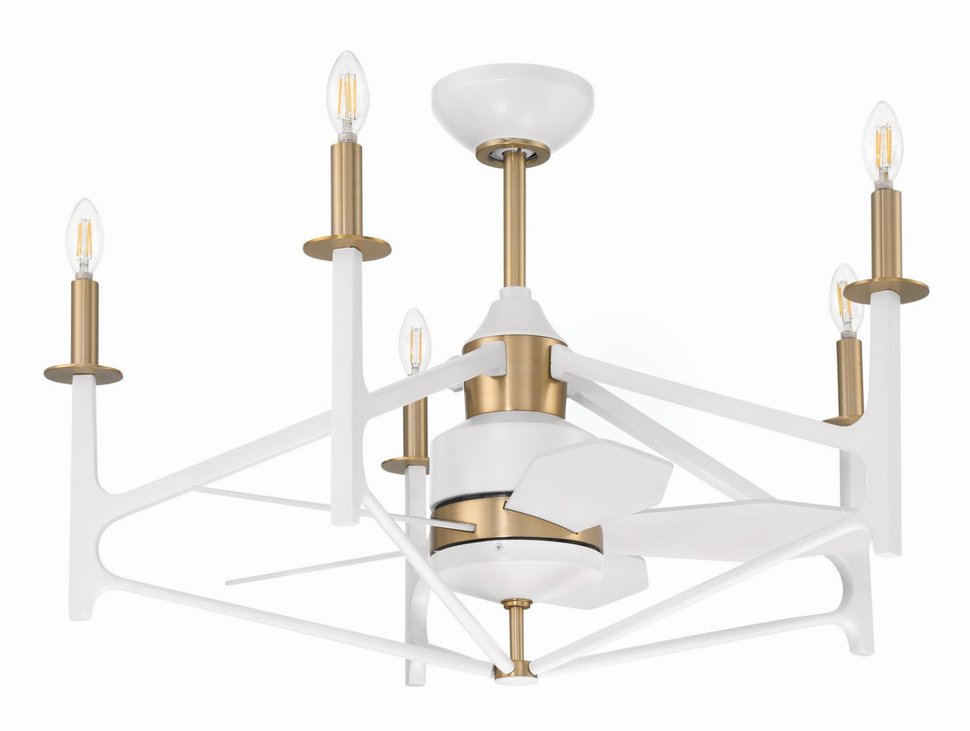 The Reserve 32 24"Ceiling Fan in White/Satin Brass - available from The Lighting Shoppe, trusted by Canadian homeowners