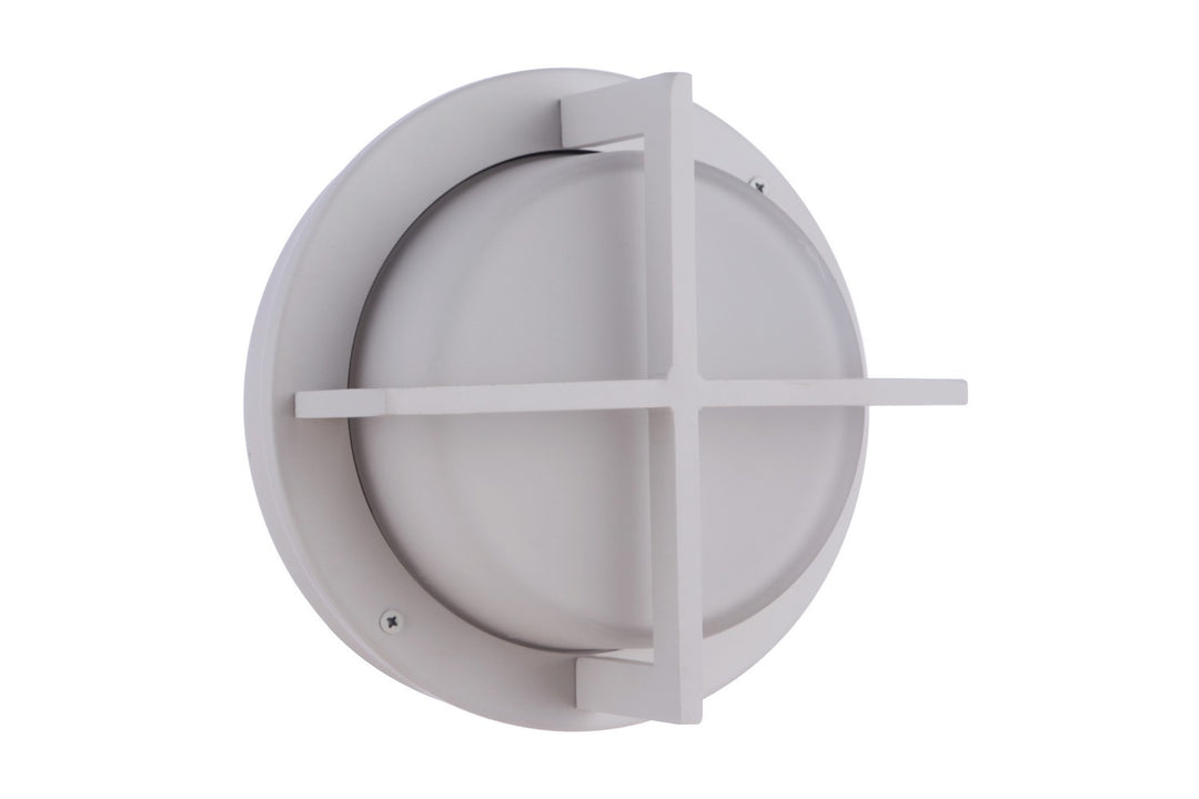 Bulkhead Round Two Light Outdoor Bulkhead in Textured White - available from The Lighting Shoppe, trusted by Canadian homeowners