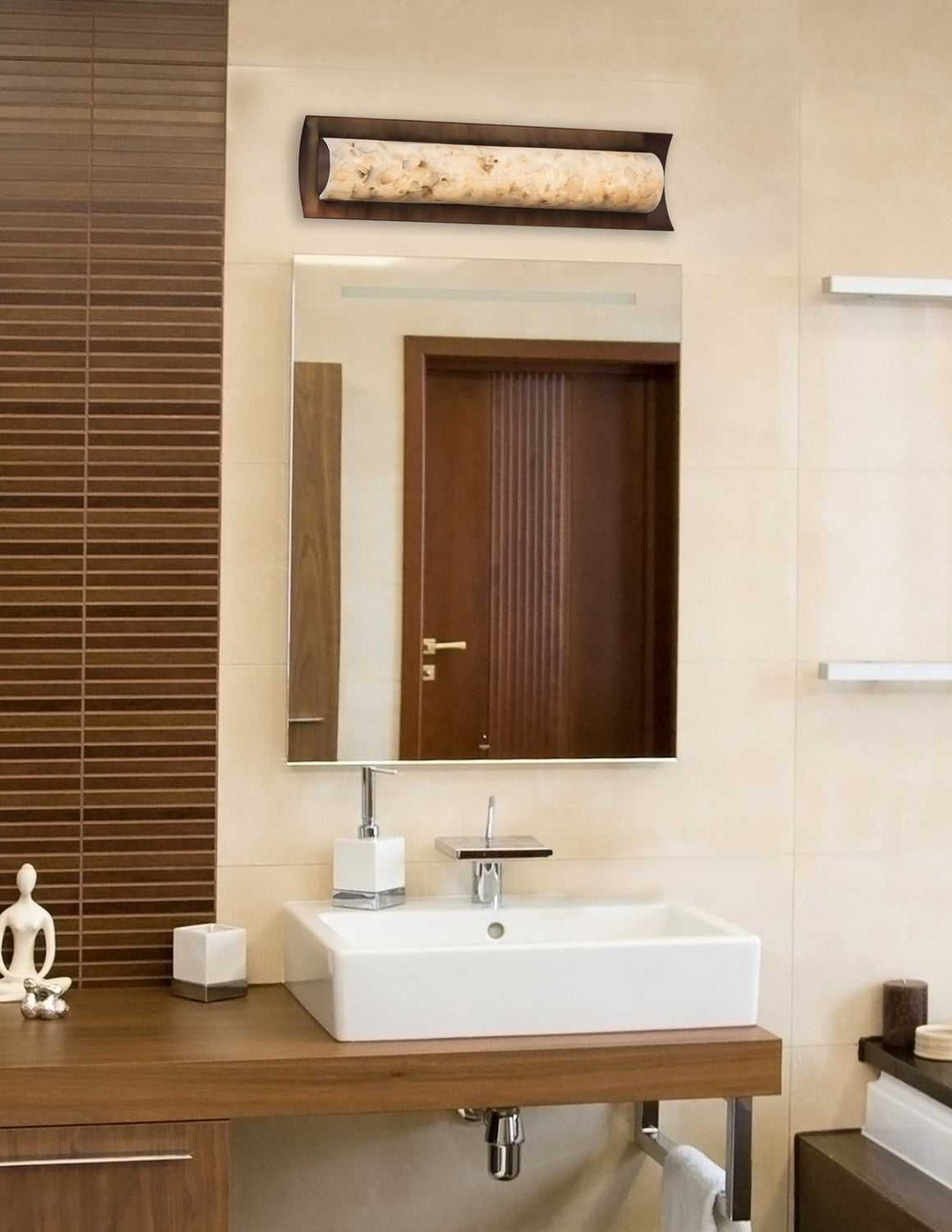 Alabaster Rocks LED Linear Bath Bar in Dark Bronze Justice Designs