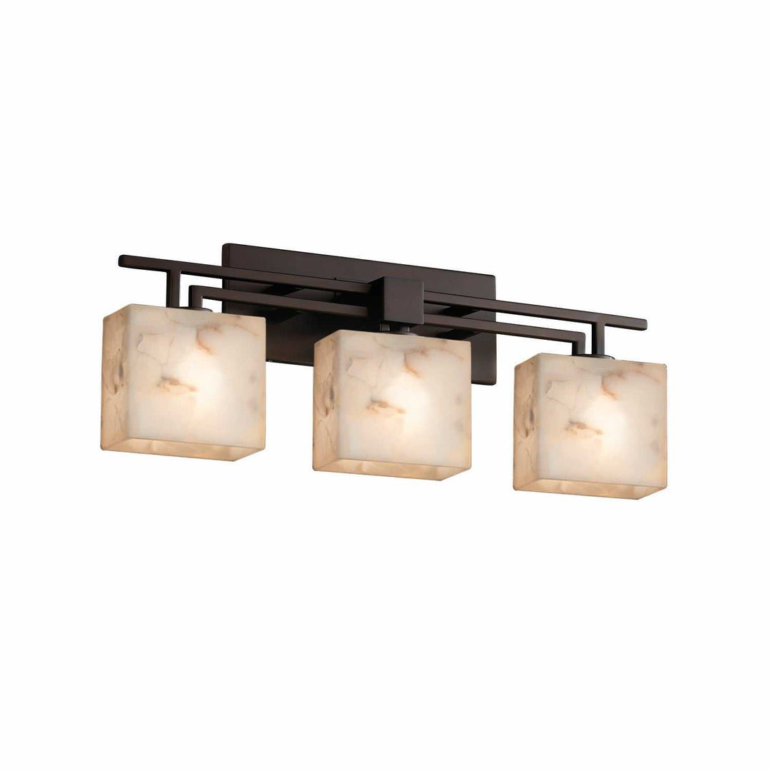 Alabaster Rocks Three Light Bath Bar in Dark Bronze Justice Designs