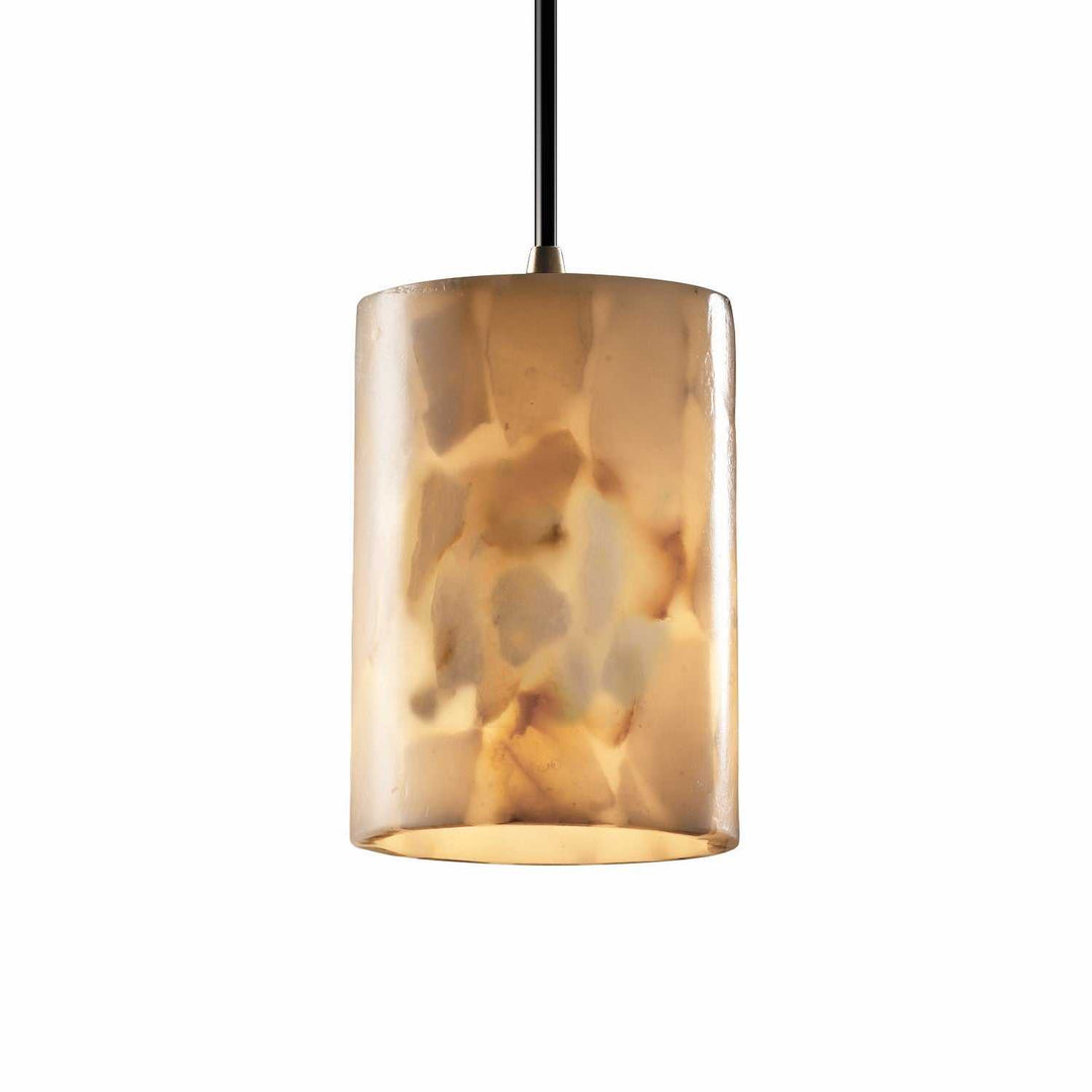 Alabaster Rocks One Light Pendant in Antique Brass Justice Designs