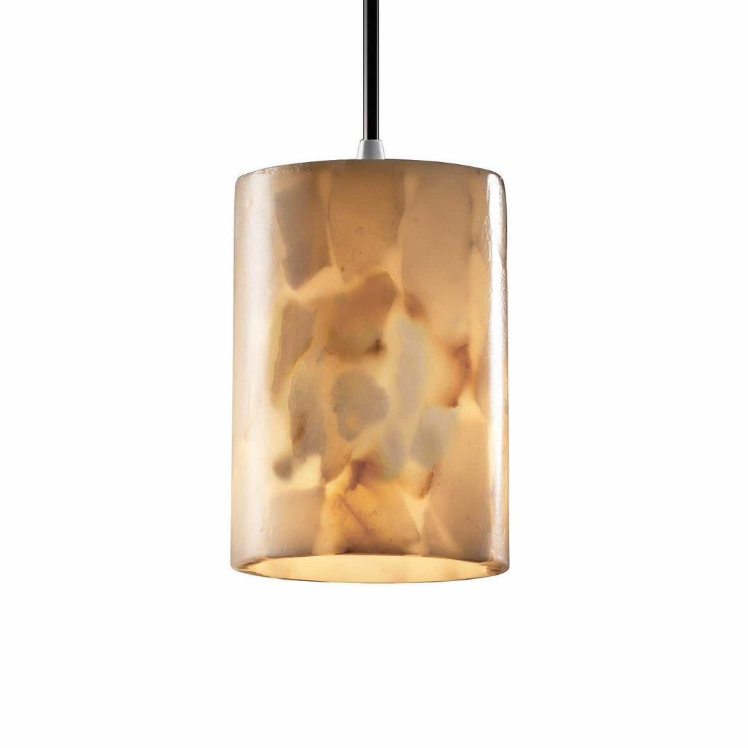 Alabaster Rocks One Light Pendant in Brushed Nickel Justice Designs