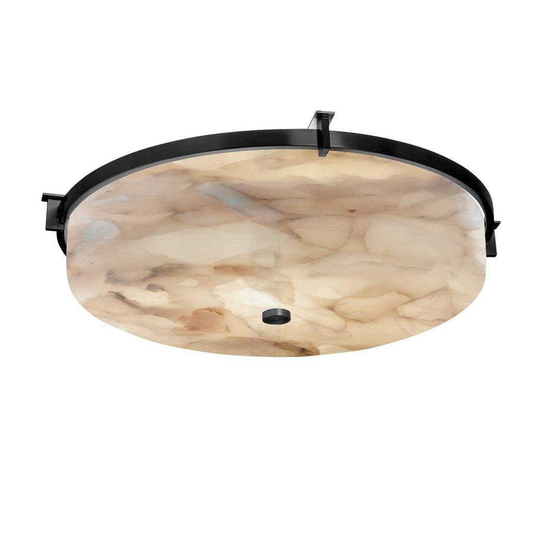 Alabaster Rocks Three Light Flush-Mount in Matte Black Justice Designs