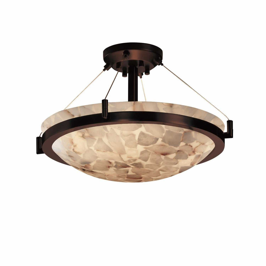 Alabaster Rocks Three Light Semi-Flush Mount in Dark Bronze Justice Designs