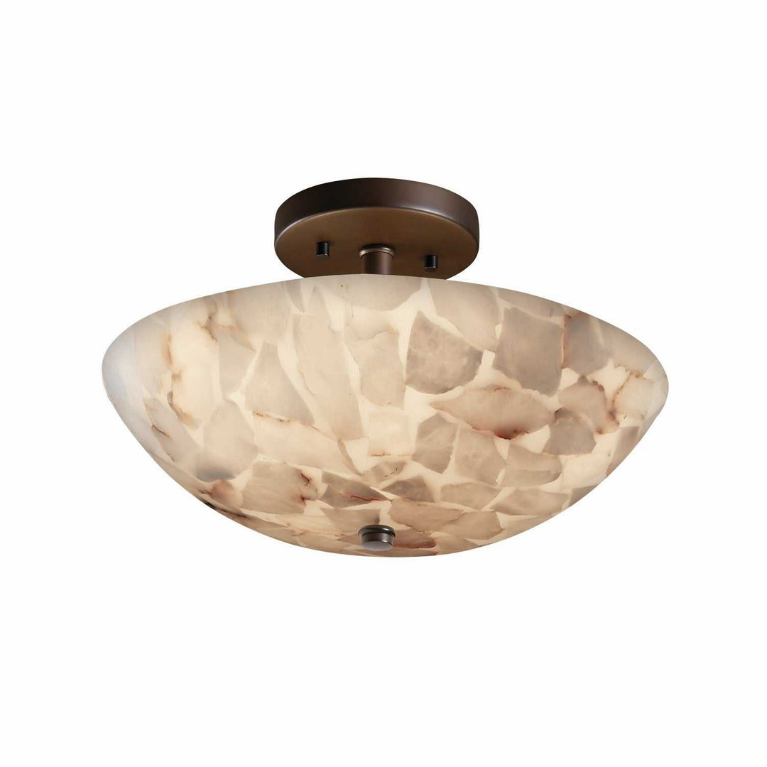 Alabaster Rocks Two Light Semi-Flush Mount in Dark Bronze Justice Designs