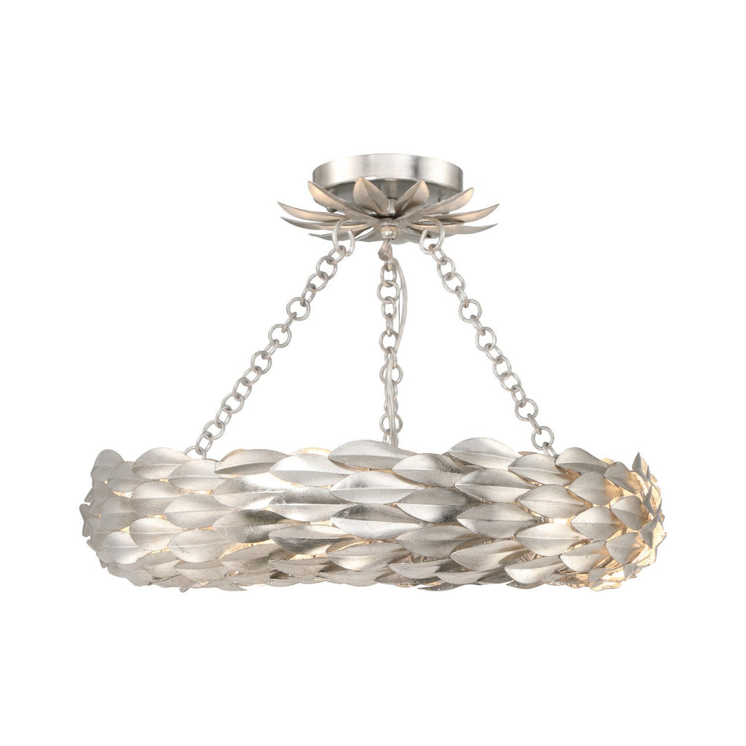 Broche LED Semi Flush Mount in Antique Silver - available from The Lighting Shoppe, trusted by Canadian homeowners
