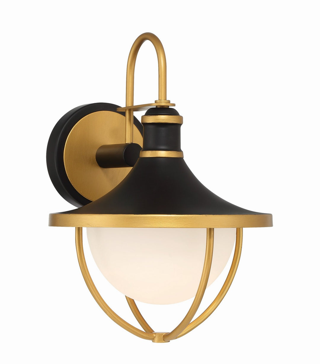 Atlas One Light Outdoor Wall Sconce in Matte Black + Textured Gold - available from The Lighting Shoppe, trusted by Canadian homeowners
