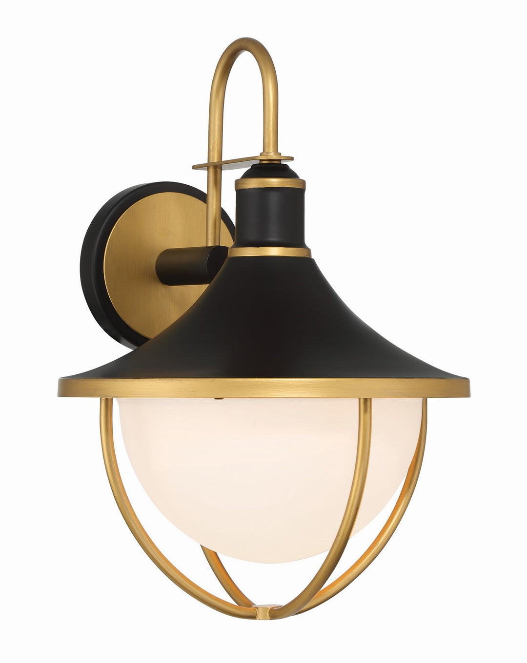 Atlas One Light Outdoor Wall Sconce in Matte Black + Textured Gold - available from The Lighting Shoppe, trusted by Canadian homeowners