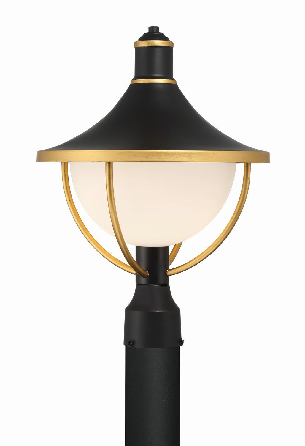 Atlas One Light Outdoor Post Mount in Matte Black + Textured Gold - available from The Lighting Shoppe, trusted by Canadian homeowners