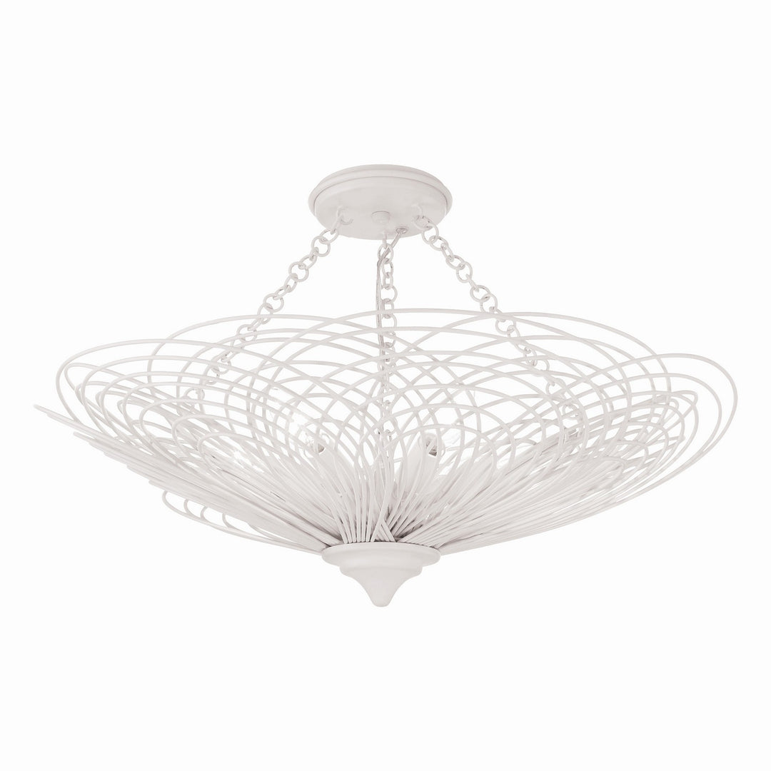 Doral Six Light Semi Flush Mount in Matte White - available from The Lighting Shoppe, trusted by Canadian homeowners