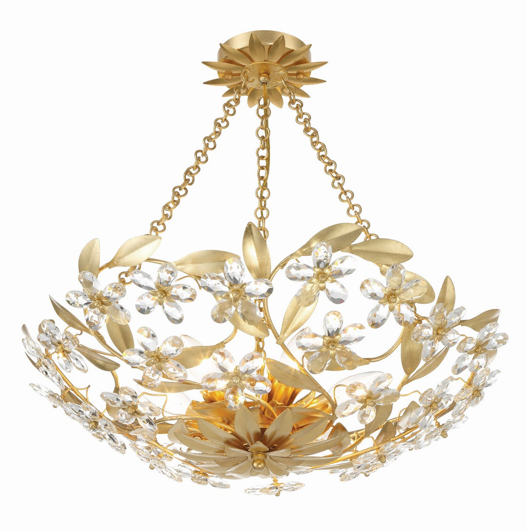 Marselle Six Light Semi Flush Mount in Antique Gold - available from The Lighting Shoppe, trusted by Canadian homeowners