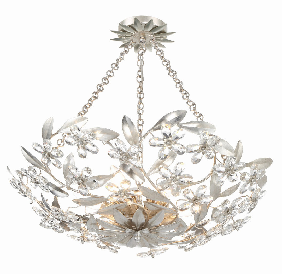 Marselle Six Light Semi Flush Mount in Antique Silver - available from The Lighting Shoppe, trusted by Canadian homeowners