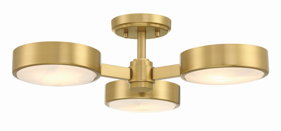 Orson Three Light Semi Flush Mount in Modern Gold - available from The Lighting Shoppe, trusted by Canadian homeowners