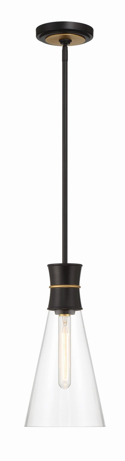 Quinn One Light Mini Pendant in Matte Black + Textured Gold - available from The Lighting Shoppe, trusted by Canadian homeowners