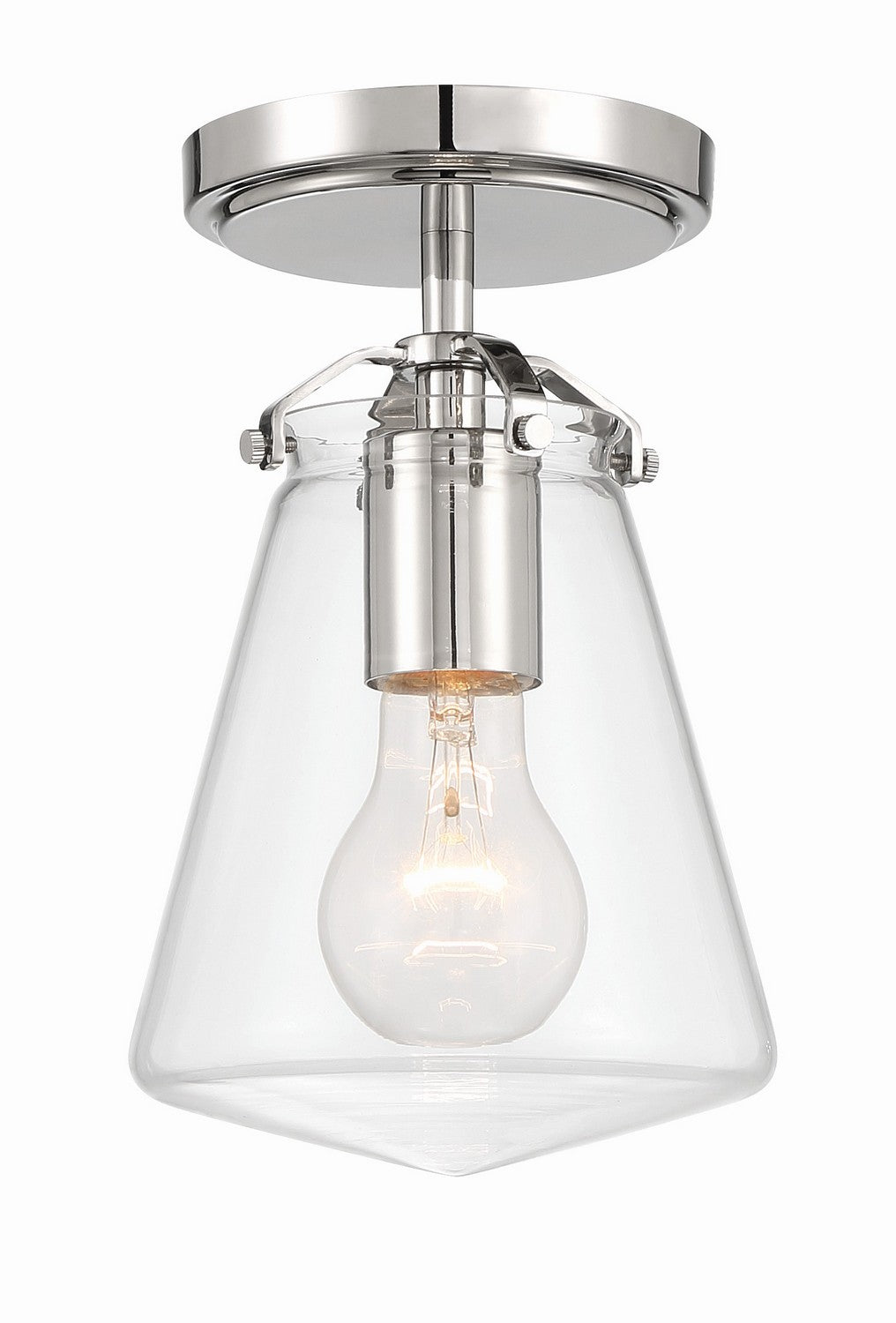 Voss One Light Semi Flush Mount in Polished Nickel - available from The Lighting Shoppe, trusted by Canadian homeowners