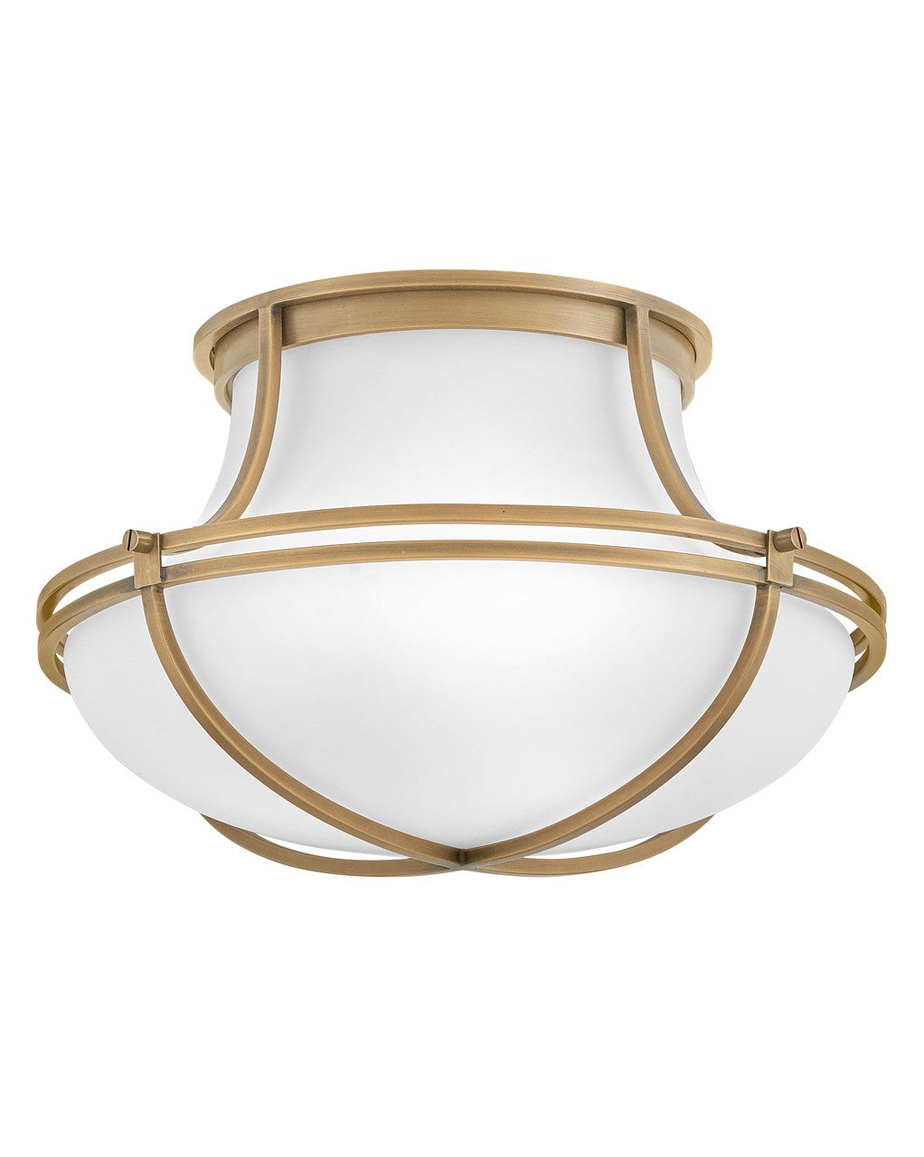 Saddler LED Flush Mount in Heritage Brass - available from The Lighting Shoppe, trusted by Canadian homeowners