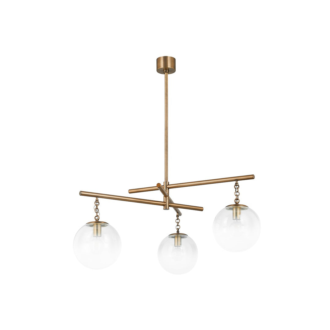 Wade Three Light Chandelier in Patina Brass - available from The Lighting Shoppe, trusted by Canadian homeowners