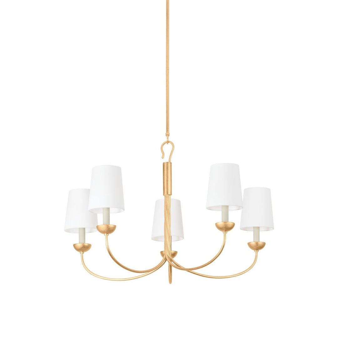 Montpelier Five Light Chandelier in Vintage Gold Leaf - available from The Lighting Shoppe, trusted by Canadian homeowners