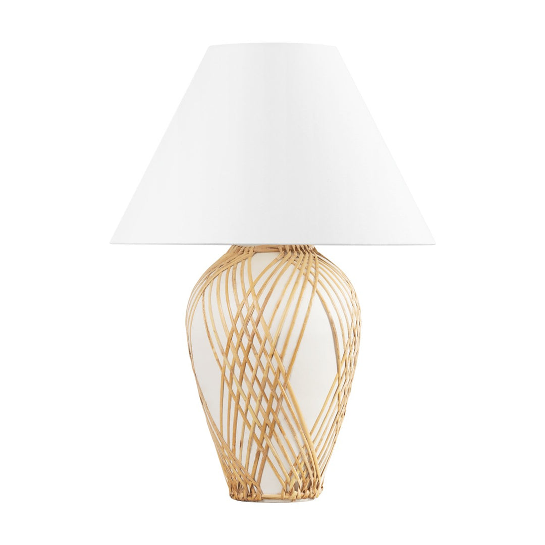 Hudson Valley Canada - L7630-VGL/CWR - One Light Table Lamp - Bayonne - Vintage Gold Leaf/ Ceramic White With Rattan
