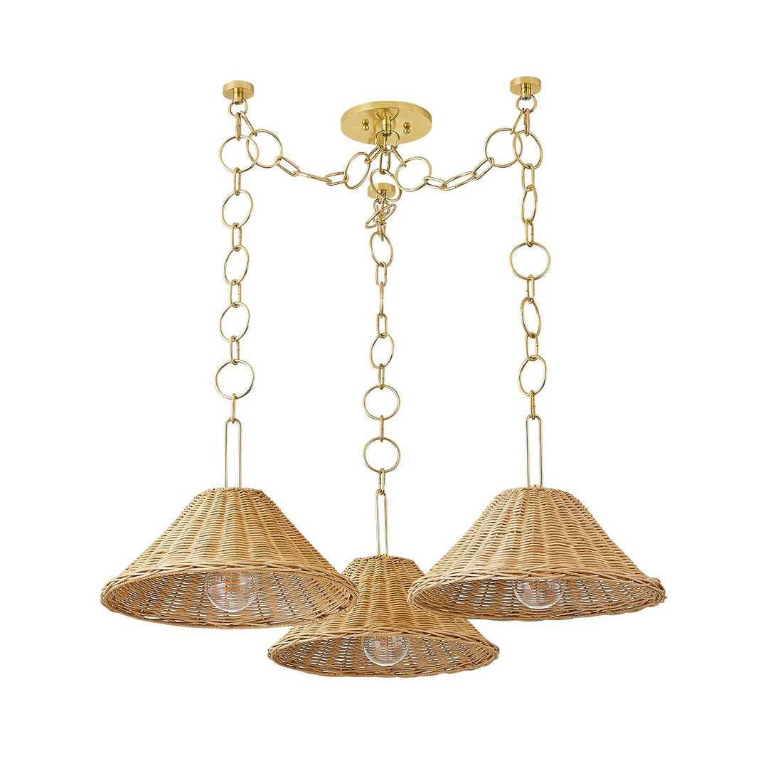 Dalia Three Light Chandelier in Aged Brass - available from The Lighting Shoppe, trusted by Canadian homeowners