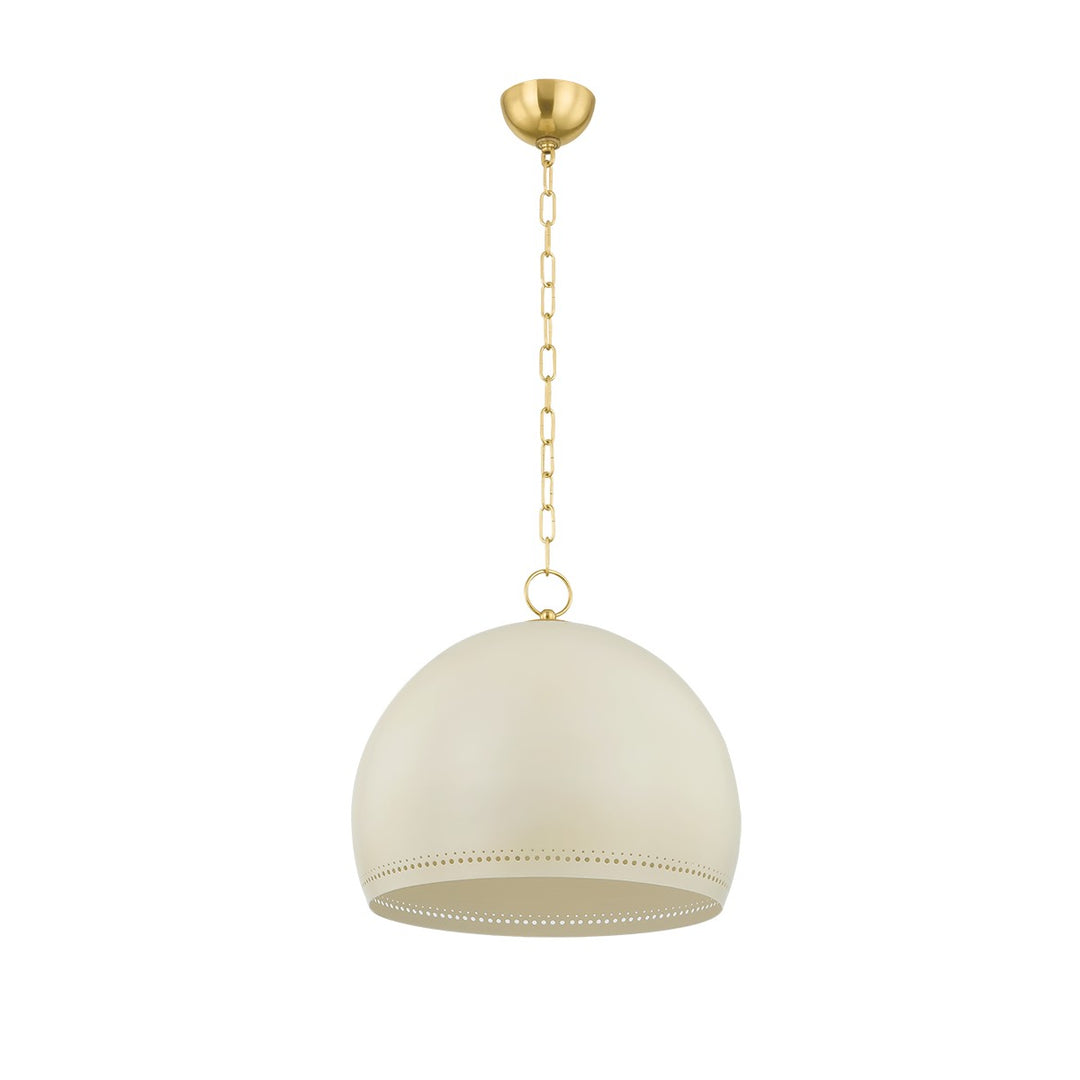 Etna One Light Pendant in Aged Brass/Soft Cream - available from The Lighting Shoppe, trusted by Canadian homeowners
