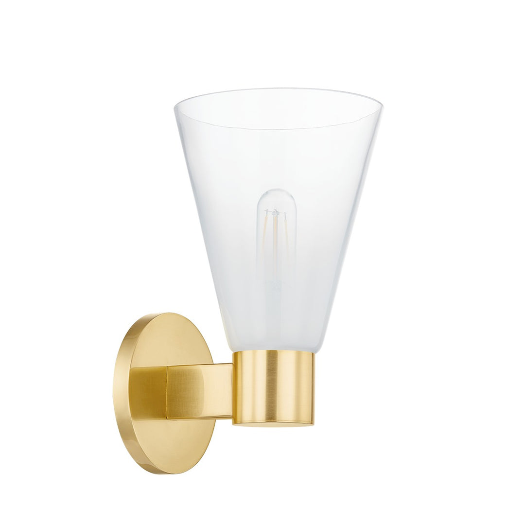 Alma One Light Wall Sconce in Aged Brass - available from The Lighting Shoppe, trusted by Canadian homeowners