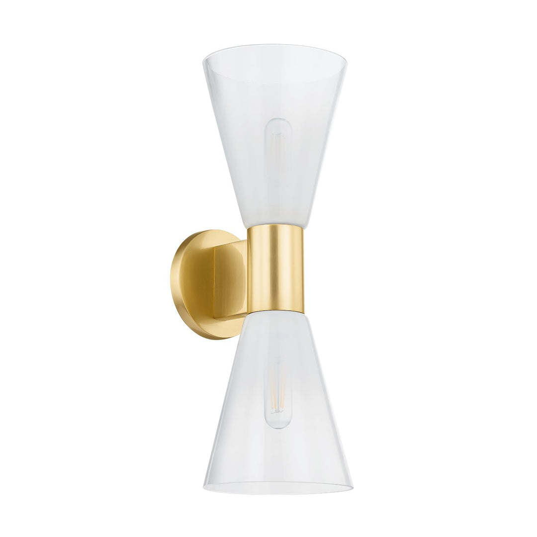 Alma Two Light Wall Sconce in Aged Brass - available from The Lighting Shoppe, trusted by Canadian homeowners