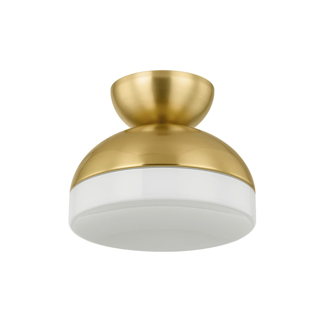Rue One Light Flush Mount in Aged Brass - available from The Lighting Shoppe, trusted by Canadian homeowners