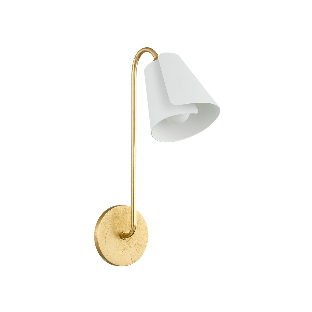 Lila One Light Wall Sconce in Gold Leaf/Textured On White Combo - available from The Lighting Shoppe, trusted by Canadian homeowners