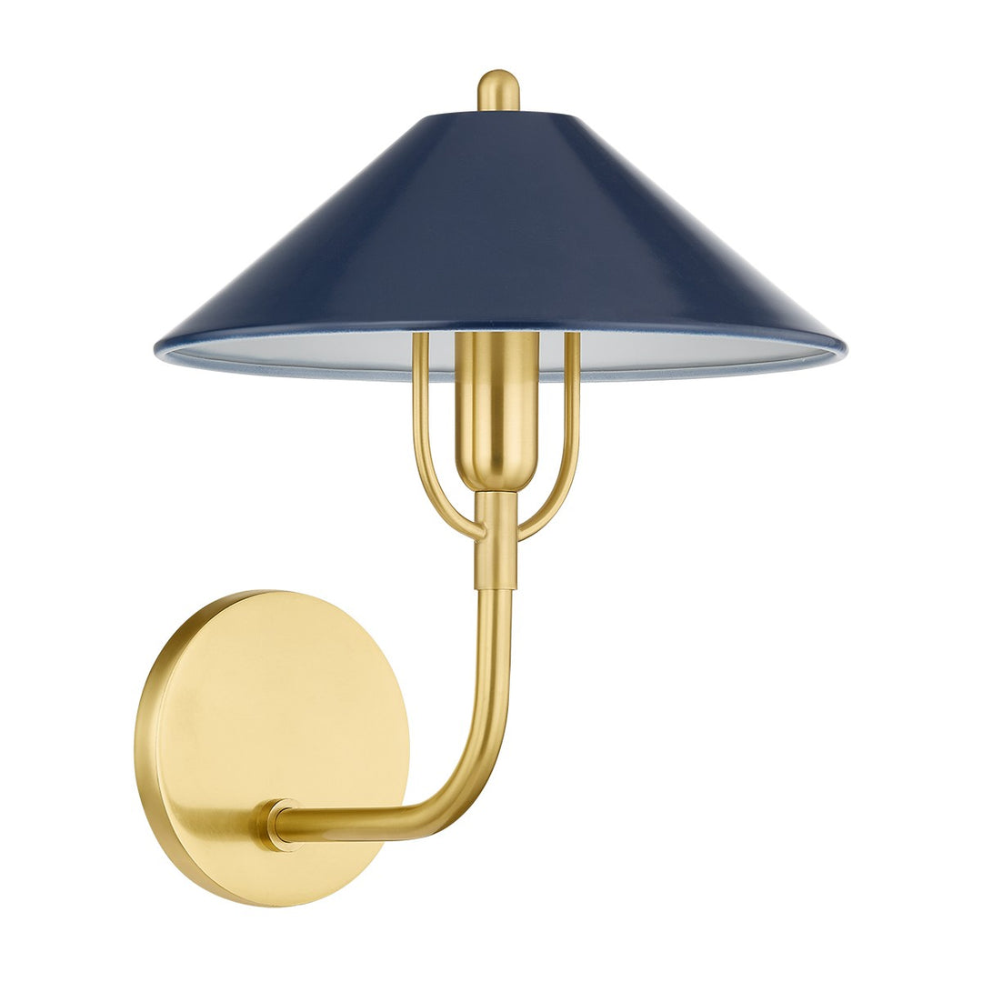 Mariel One Light Wall Sconce in Aged Brass/Soft Navy - available from The Lighting Shoppe, trusted by Canadian homeowners