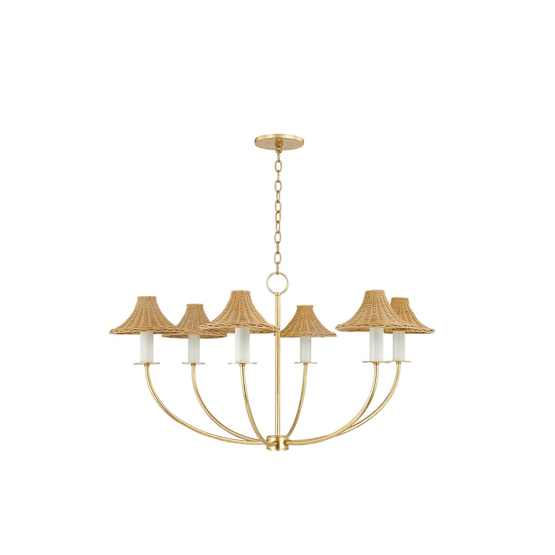 Twila Six Light Chandelier in Vintage Gold Leaf - available from The Lighting Shoppe, trusted by Canadian homeowners