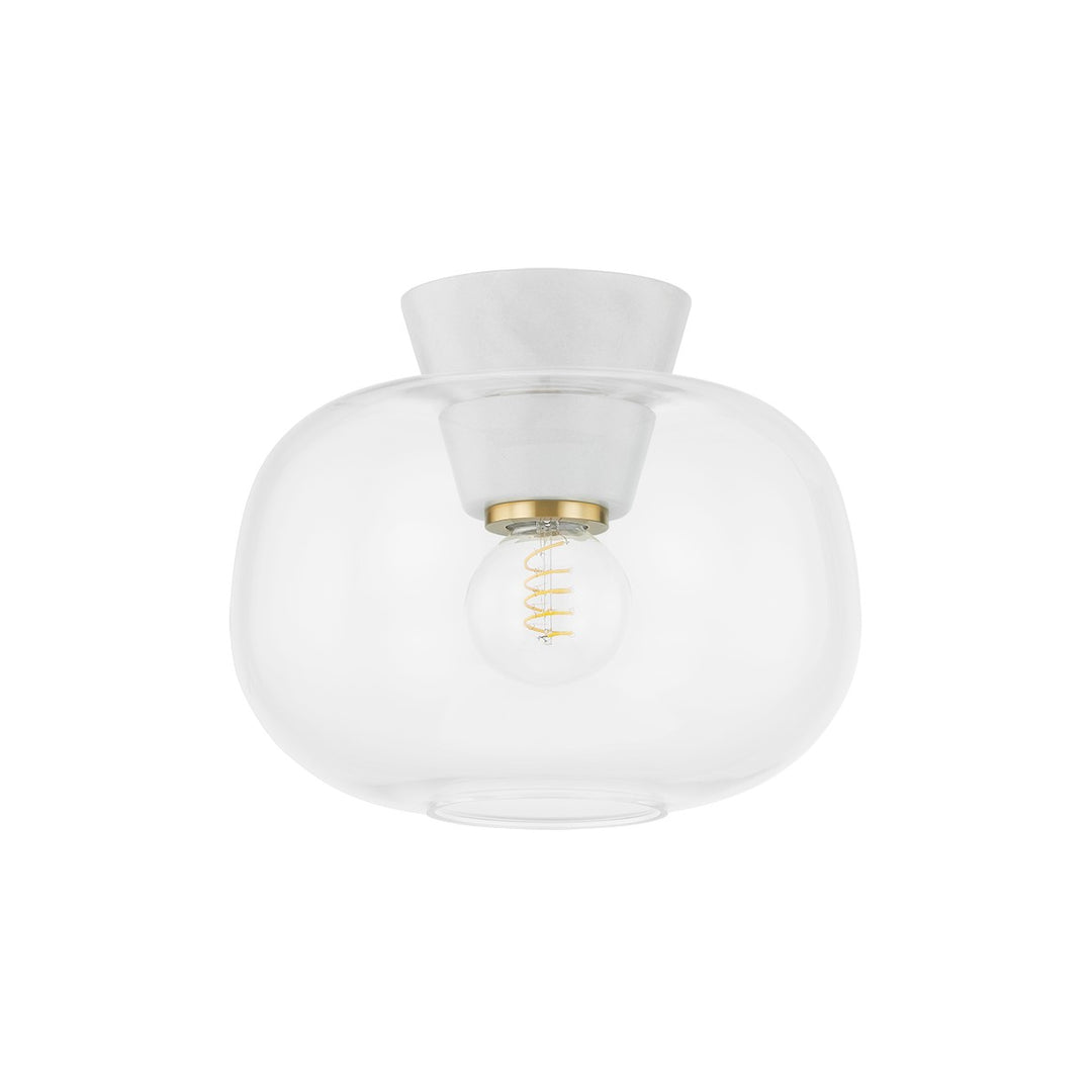 Ariella One Light Flush Mount in Aged Brass - available from The Lighting Shoppe, trusted by Canadian homeowners